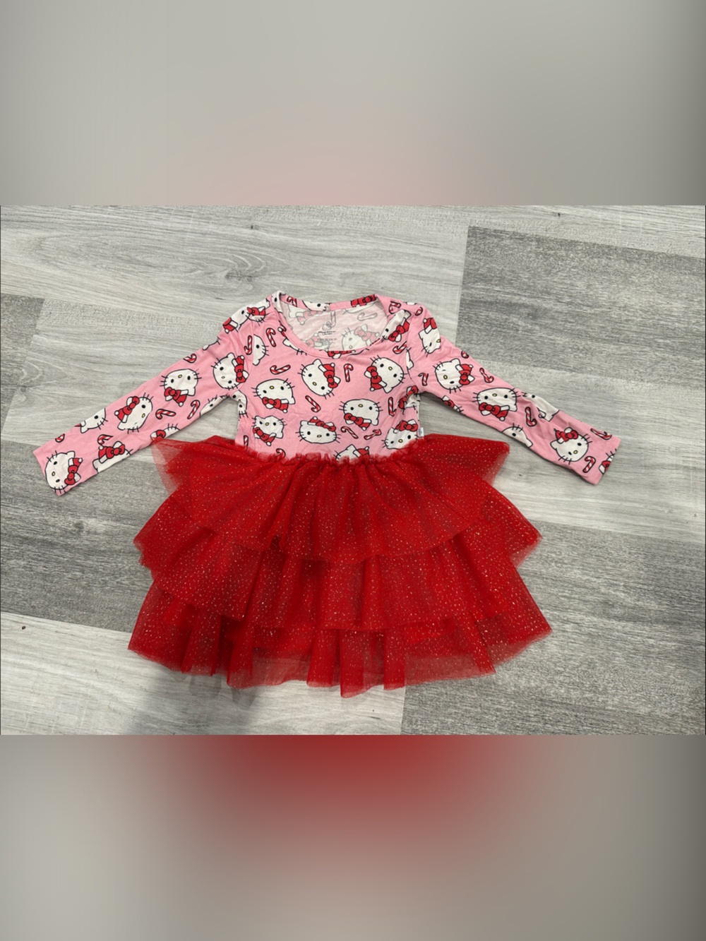 Posh Peanut Hello Kitty Pink & Red Tulle Layered Character Dress